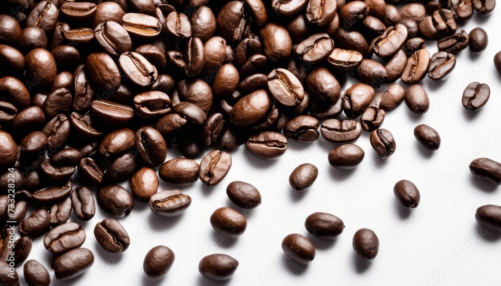 Obraz premium A pile of coffee beans on a white background