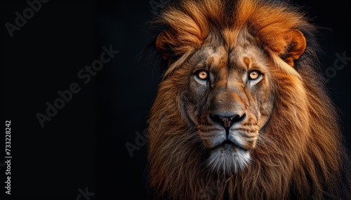 Colored lion head on a black background  © Glce