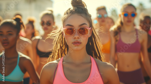 group of women on aerobics,ai