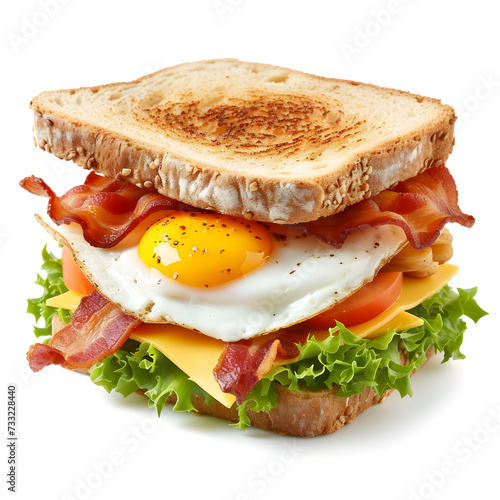 Sandwich with bacon, cheese and egg isolated on white