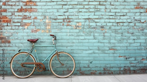 Retro bicycle leaning against a brick wall, symbolizing a slower pace of life and simpler times