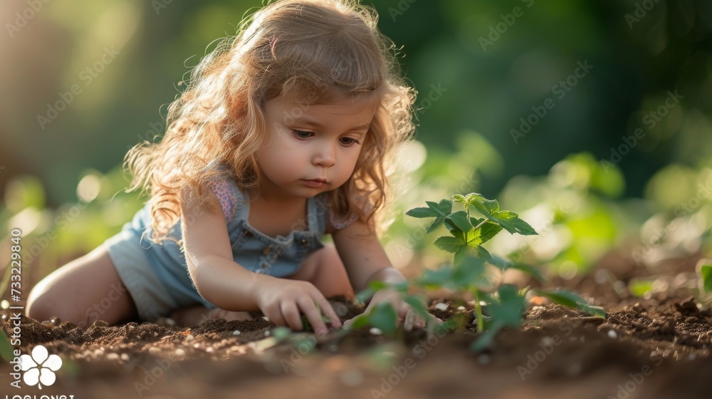 A little one planting a seed, learning patience and care through nature's lessons. A little one planting a seed, learning patience and care through nature's lessons.