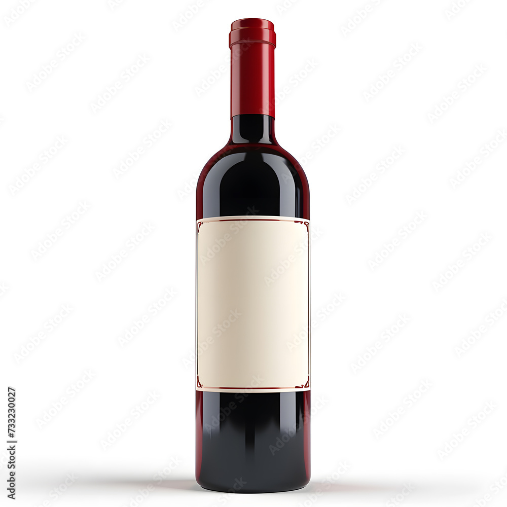 Naklejka premium Red wine bottle with blank label isolated on white background