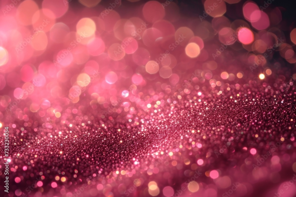 A photo of a pink background with a blurred effect and multiple sparkles.