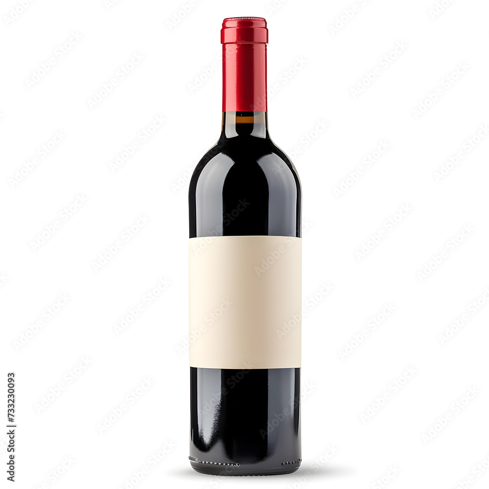 Red wine bottle with blank label isolated on white background Red wine bottle with blank label isolated on white background