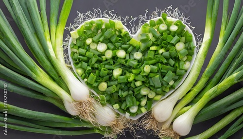 Generated image of green onion in heart form