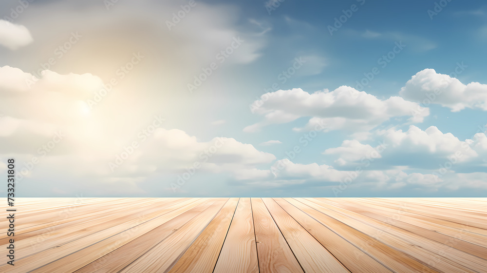 Empty concrete floor, 3D rendering sea view square with clear sky background Empty concrete floor, 3D rendering sea view square with clear sky background