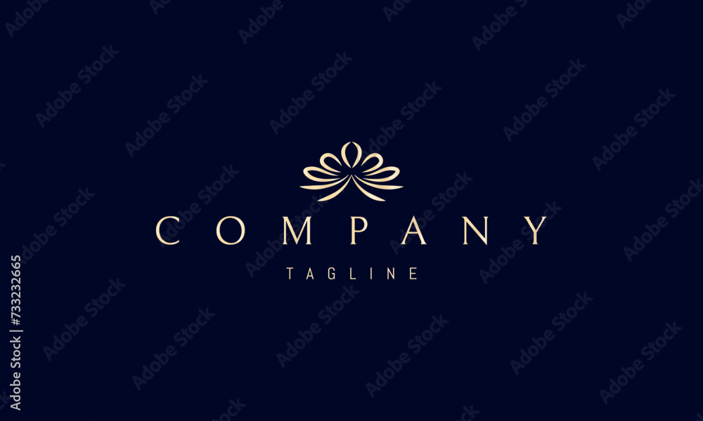 A vector golden logo with an abstract image of a ribbon bow in the form of a flower. A vector golden logo with an abstract image of a ribbon bow in the form of a flower.