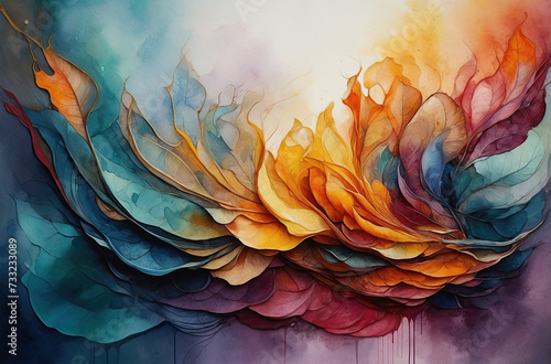 blue orange luxury watercolor texture. space for text