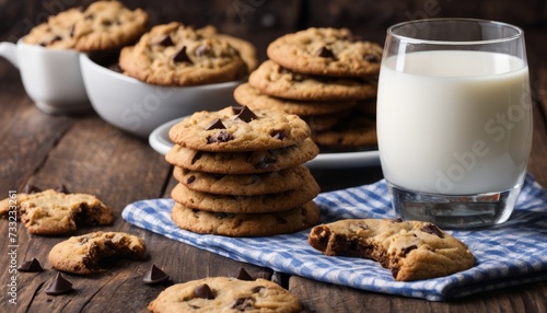 A glass of milk and a plate of cookies