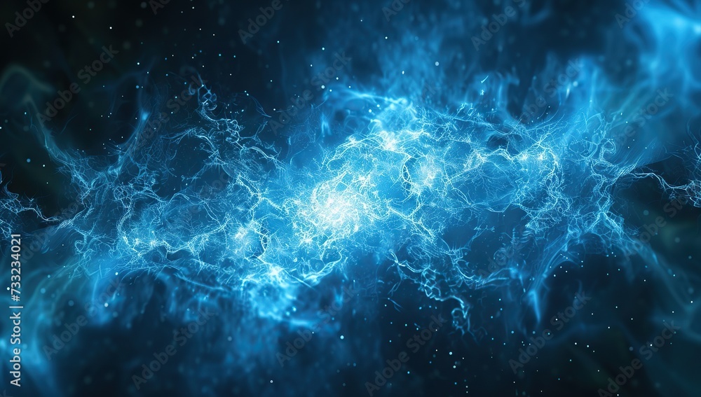Blue plasma, energy burst. Concept of energy and power.