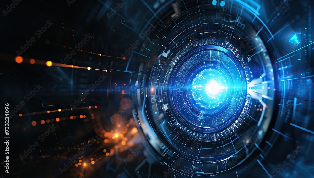Technological tunnel with blue light. Concept of advanced technology and the future. Technological tunnel with blue light. Concept of advanced technology and the future.