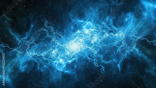 Blue plasma, energy burst. Concept of energy and power.