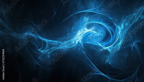 Blue plasma swirls. Concept of energy and dynamics.