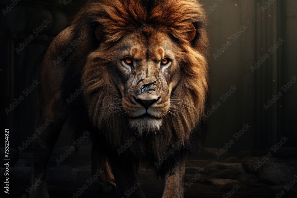 Fototapeta premium Image of a male lion. Ai generated