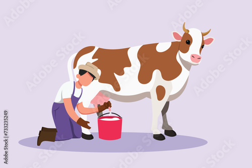 Farmer activity. Agricultural concept. Colored flat vector illustration isolated.