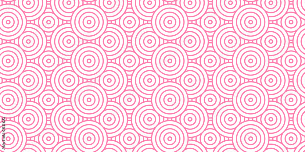 Modern diamond geometric ocean spiral pattern and abstract circle wave lines. pink seamless tile stripe geomatics overlapping create retro square line backdrop pattern background. Overlapping Pattern.