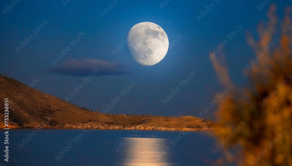 Generated image of moon over the sea