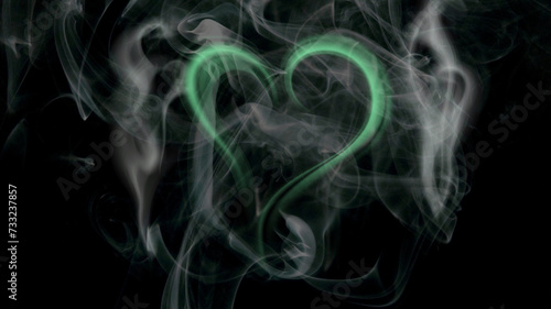 Soothing Light Green Heart Smoke Background Wallpaper with a Serene Touch