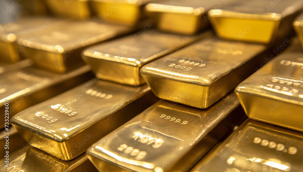 Stack of shiny gold bars arranged tightly. Stack of shiny gold bars arranged tightly.