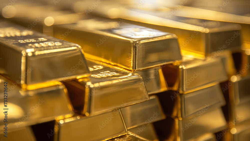 Stack of shiny gold bars arranged tightly. Stack of shiny gold bars arranged tightly.