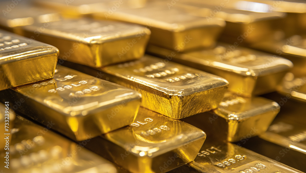 Stack of shiny gold bars arranged tightly. Stack of shiny gold bars arranged tightly.