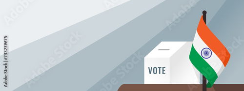 Ballot Box with India Flag for India General Election with Copy Space