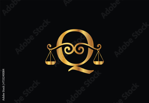 Low firm logo with latter Q vector template, Justice logo, Equality, judgement logo vector illustration