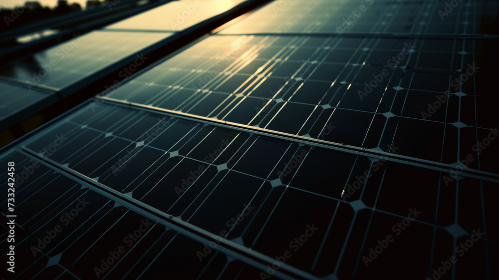 close up shot of solar panels - obrazy, fototapety, plakaty 
