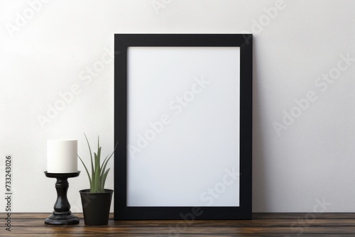 Mock up empty black frame. Ai generated