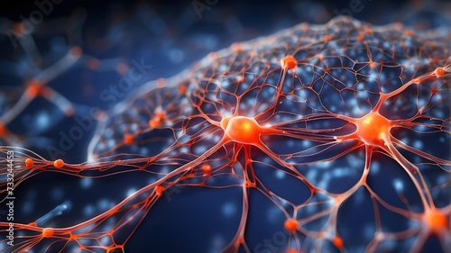 background from neural networks or nerve cells that are active in relation to one another. Nervous system and neurology.