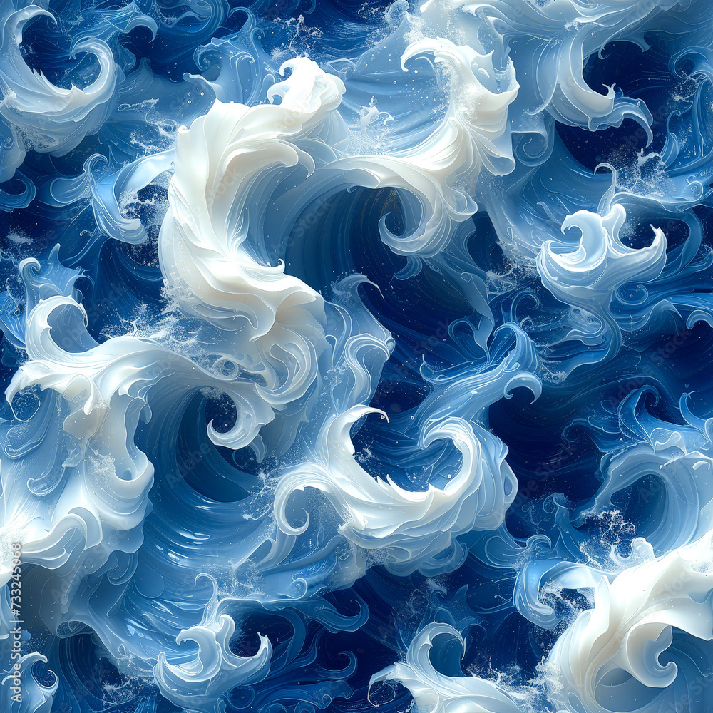 Waves as background pattern on a seamless tile, ai generated Waves as background pattern on a seamless tile, ai generated