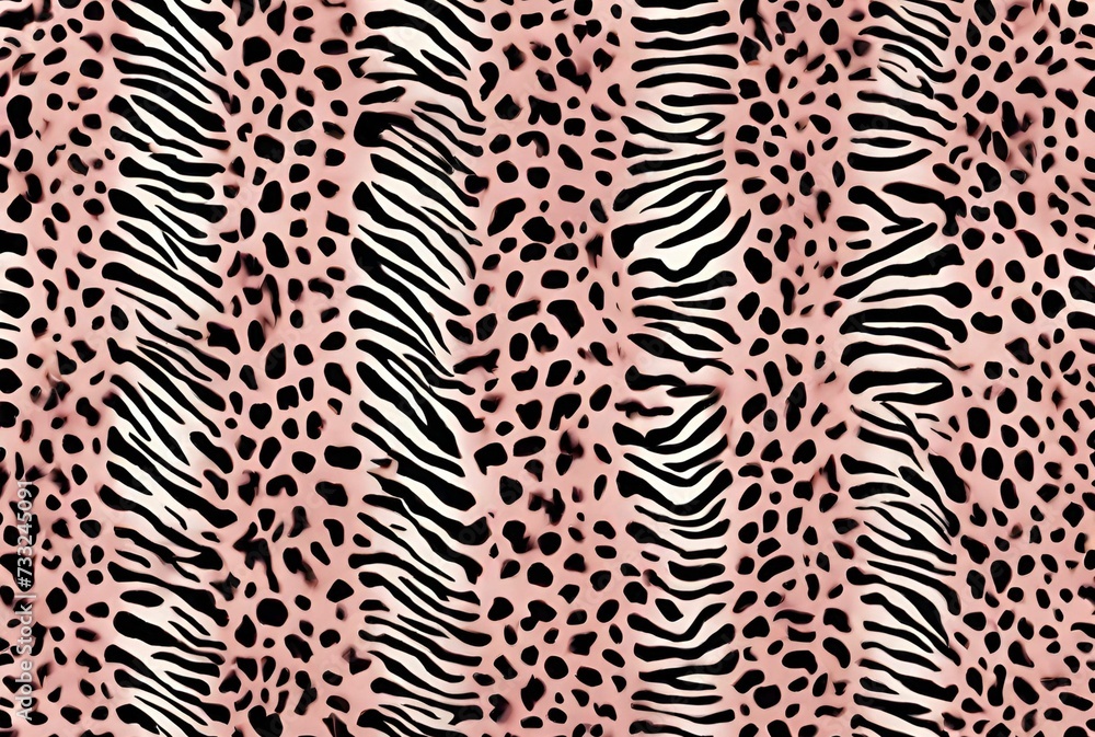 Black, Pink and White Animal Print Pattern with Zebra Stripes for Background Black, Pink and White Animal Print Pattern with Zebra Stripes for Background