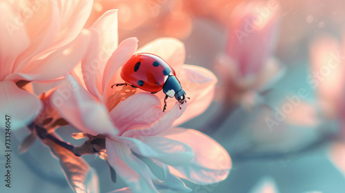 Close-up of a ladybug on a blooming flower.