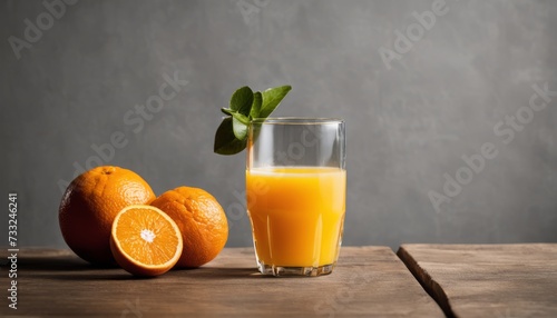 A glass of orange juice with a slice of orange on top