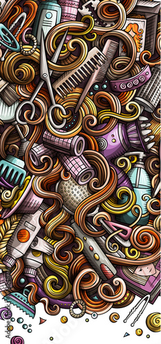 Wallpaper Mural Hair Salon cartoon objects set Torontodigital.ca