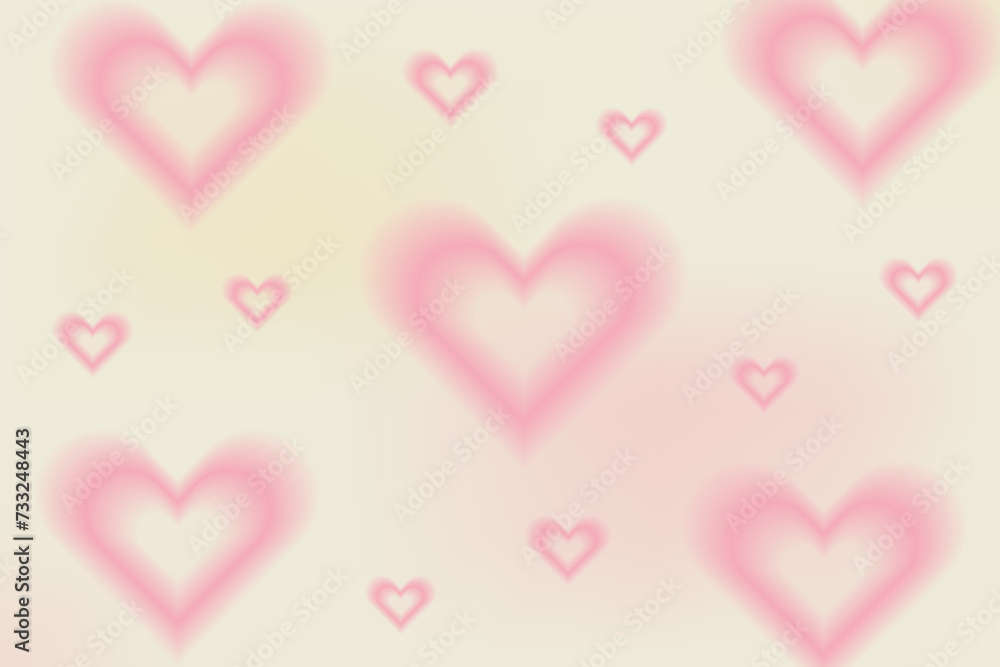 Y2k Trendy Aesthetic abstract gradient pink violet background with translucent aura hearts and shapes blurred pattern. Social media poster, stories highlight templates
