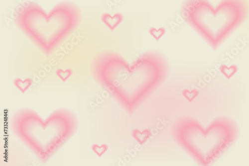 Y2k Trendy Aesthetic abstract gradient pink violet background with translucent aura hearts and shapes blurred pattern. Social media poster, stories highlight templates