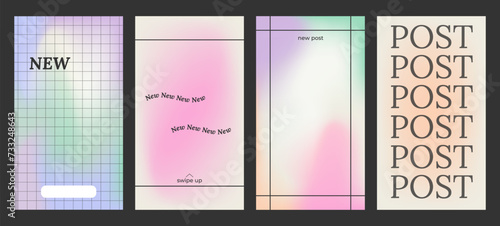 Y2k Aesthetic abstract gentle gradient background with blue, pink, purple, soft blurred pattern. Modern poster for social media stories, album covers, banners, templates for digital marketing