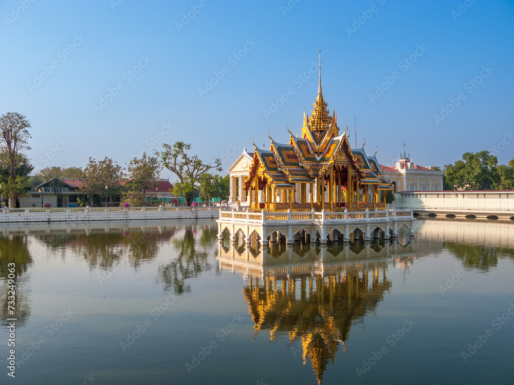 Bang Pa-In Aisawan, artificial lake with bridge and temple at the Royal Summer Palace near Bangkok Bang Pa-In Aisawan, artificial lake with bridge and temple at the Royal Summer Palace near Bangkok