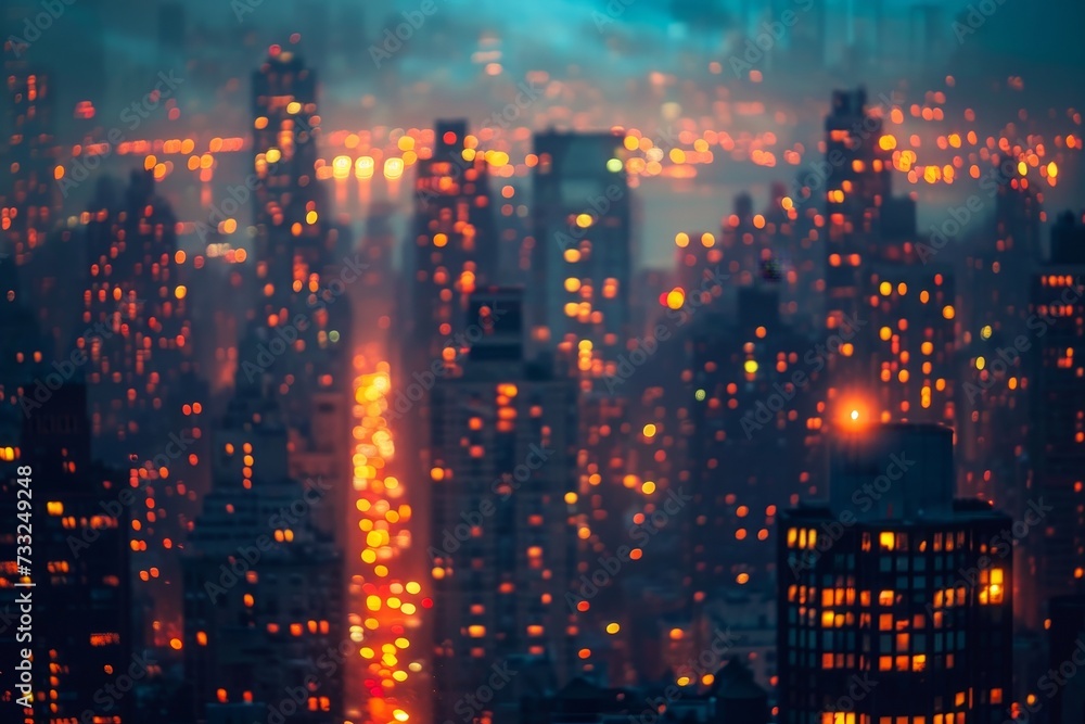 Fototapeta premium Twinkling City Lights at Dusk