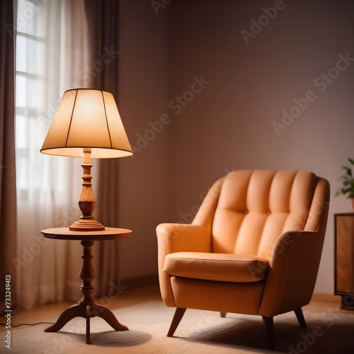 Cozy Living Room with Armchair and Paper Lamp