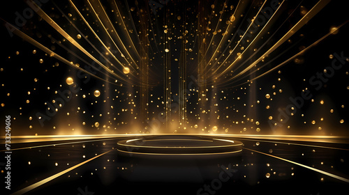 3D golden luxury elements for award ceremony background and podium