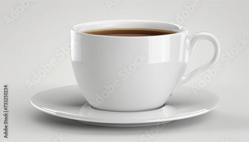 A white coffee cup on a white plate