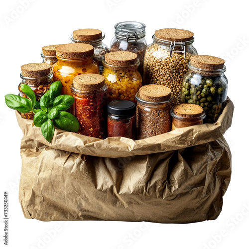 Groceries in a brown paper bag isolated on white transparent, PNG
