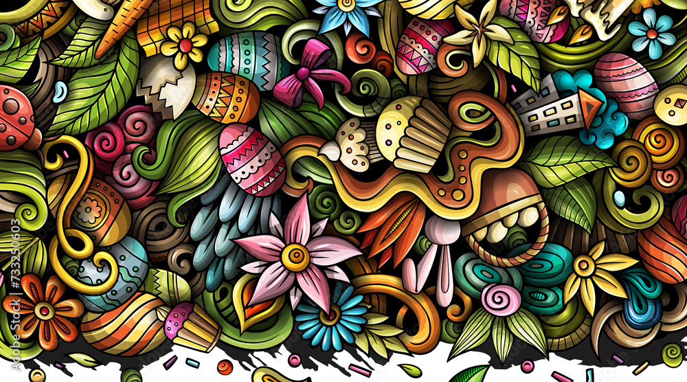 Happy Easter cartoon banner design Happy Easter cartoon banner design