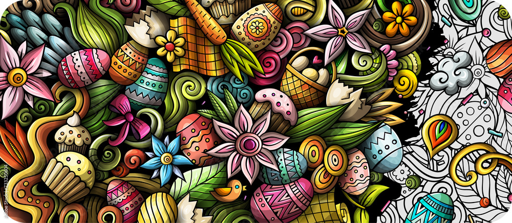 Happy Easter cartoon banner design Happy Easter cartoon banner design