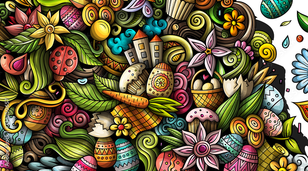 Happy Easter cartoon banner design