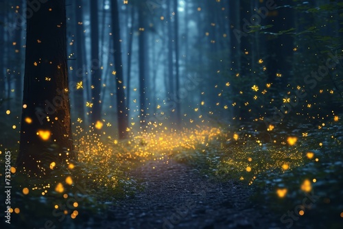 Fireflies' Symphony in the Dark Forest