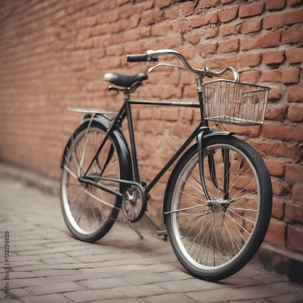 Nostalgic Vintage Bicycle Resting Against a Brick Wall